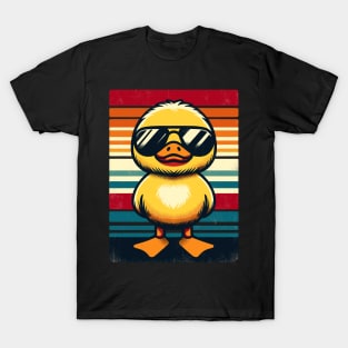Cool Retro Yellow Duck in Sunglasses 70s 80s 90s Funny Duck T-Shirt